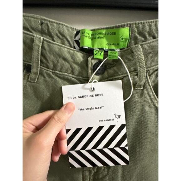 🔴Sandrine‎ Rose Free People Green distress jeans size 27 New - Picture 3 of 9